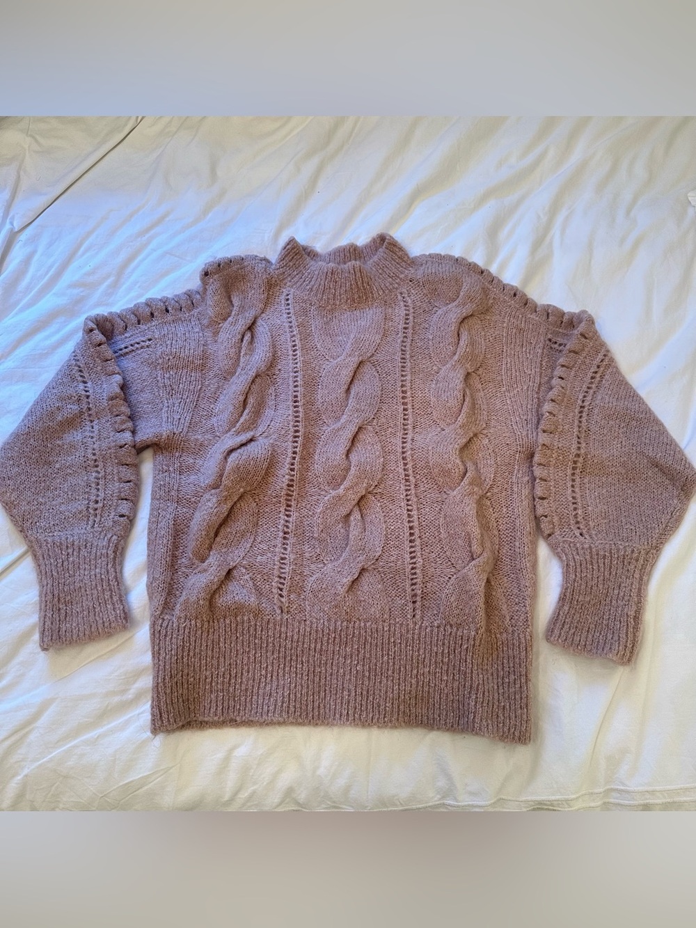 Rebecca Taylor Mauve Cable Knit Sweater